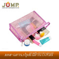 cheapest selling pvc cosmetic bag, pink plastic lace personal bags